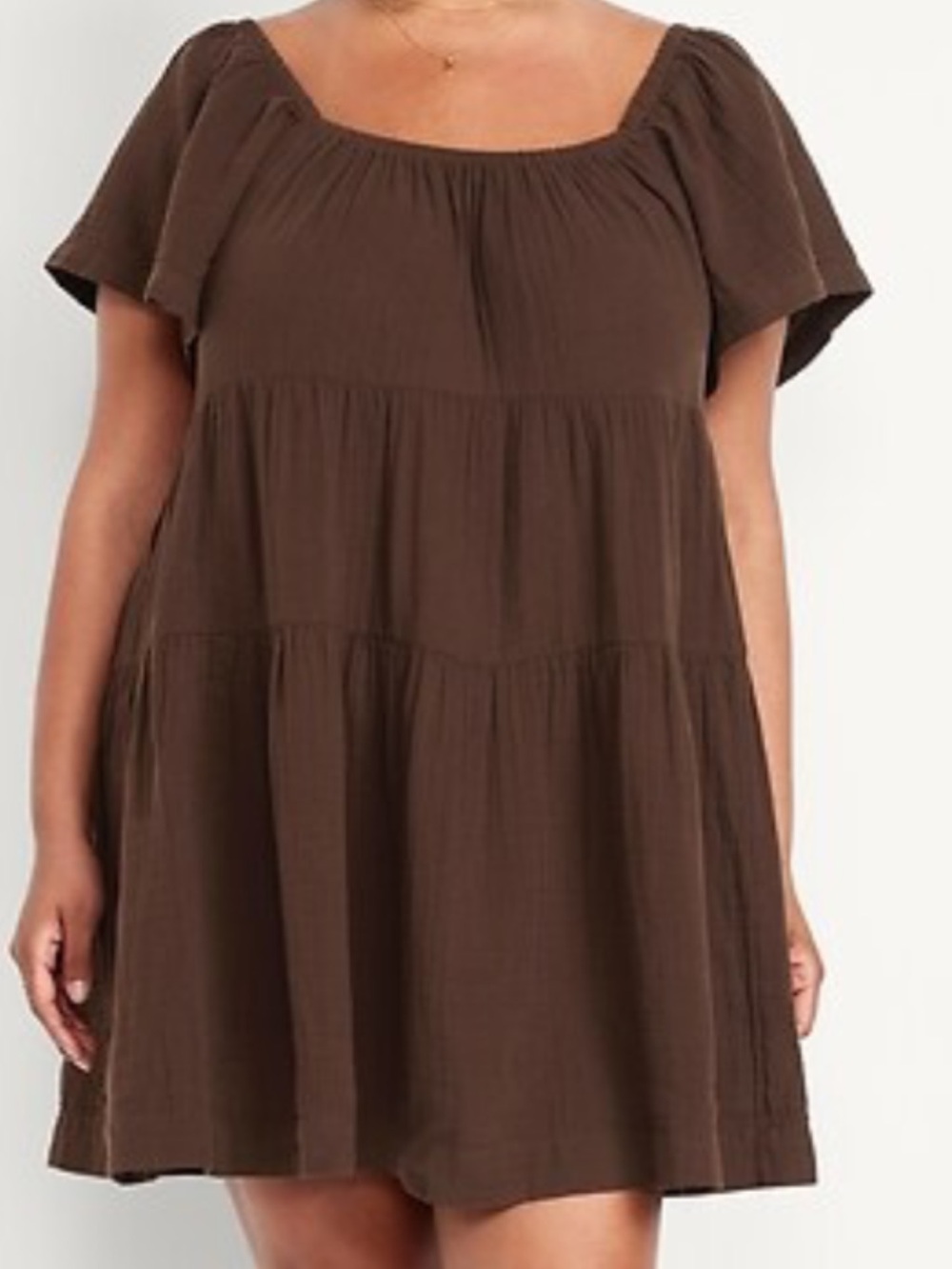 Old Navy Brown cotton gauze trapeze dress